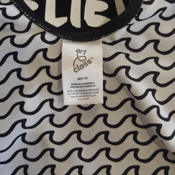 Art Class Believe In Mermaids Bathing Suit, Size M(7-8), Black/White - Picture 5 of 6